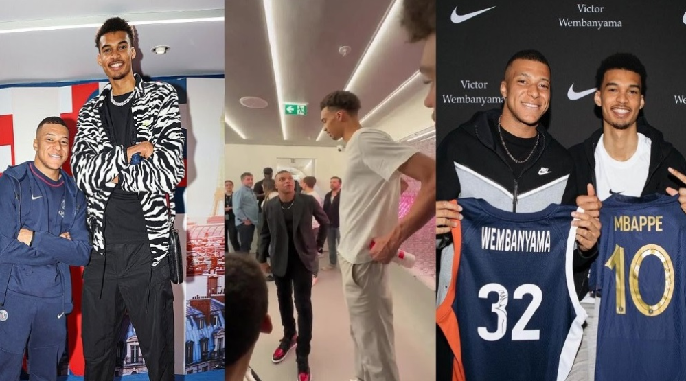 Victor Wembanyama tirou uma foto com Kylian Mbappe